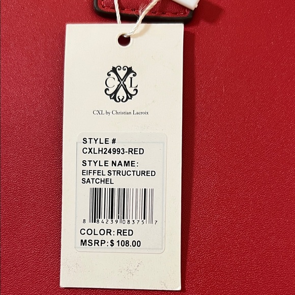 CXL Christian Lacroix Eiffel Red faux Leather Satchel W/Crossbody NWT - Picture 2 of 8